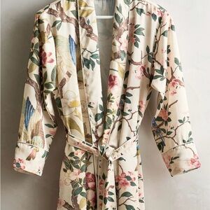 Pottery Barn Nola Silky Multicolor Floral Women's Robe